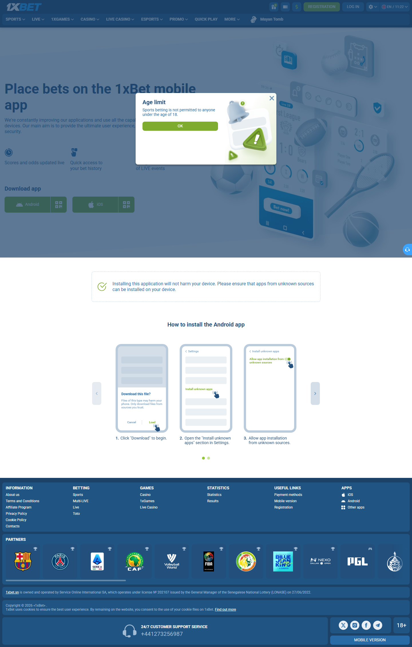 Page mobile Senegal